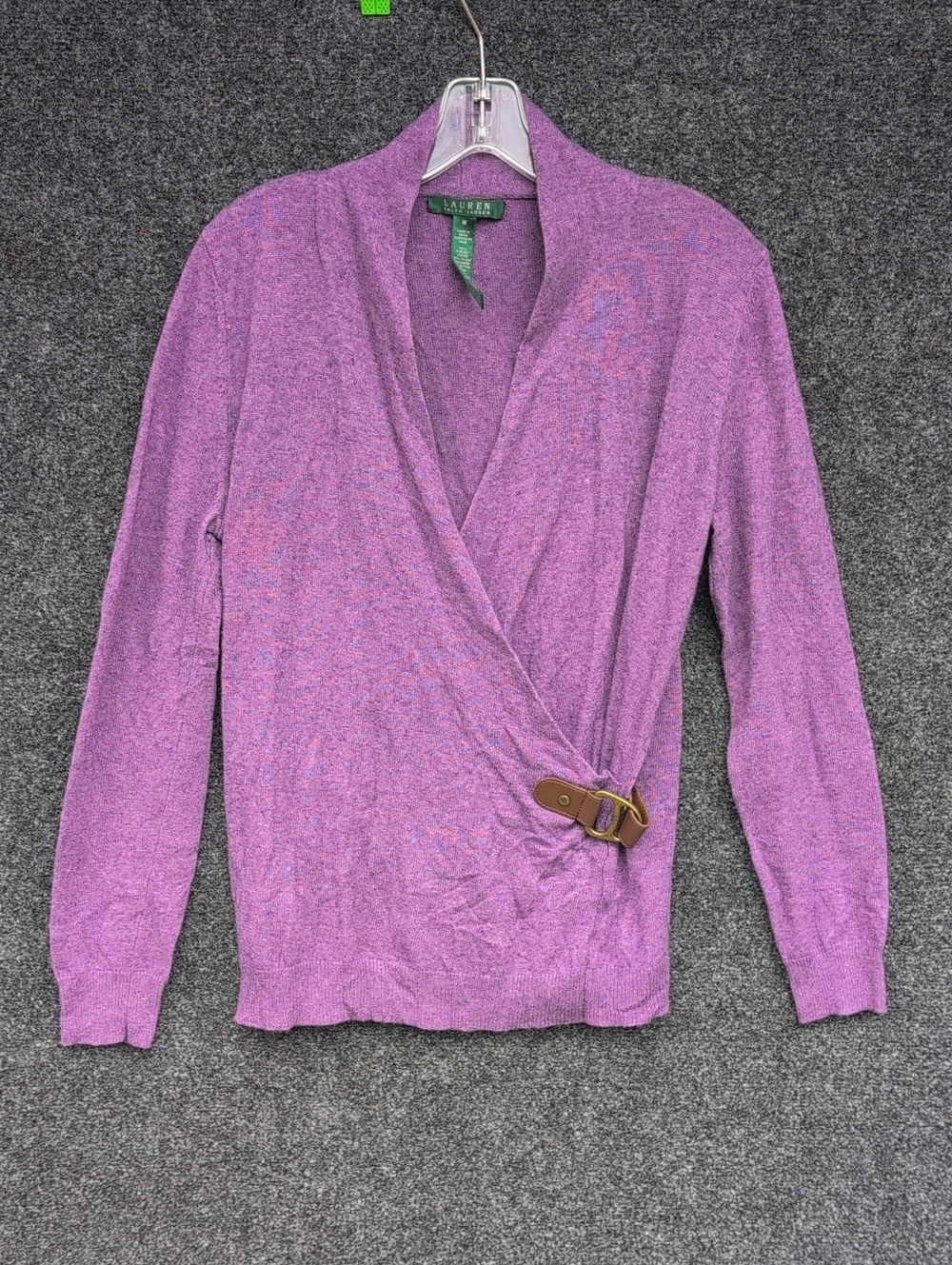 Lauren Ralph Lauren Purple Wrap Cardigan with Buckle Detail